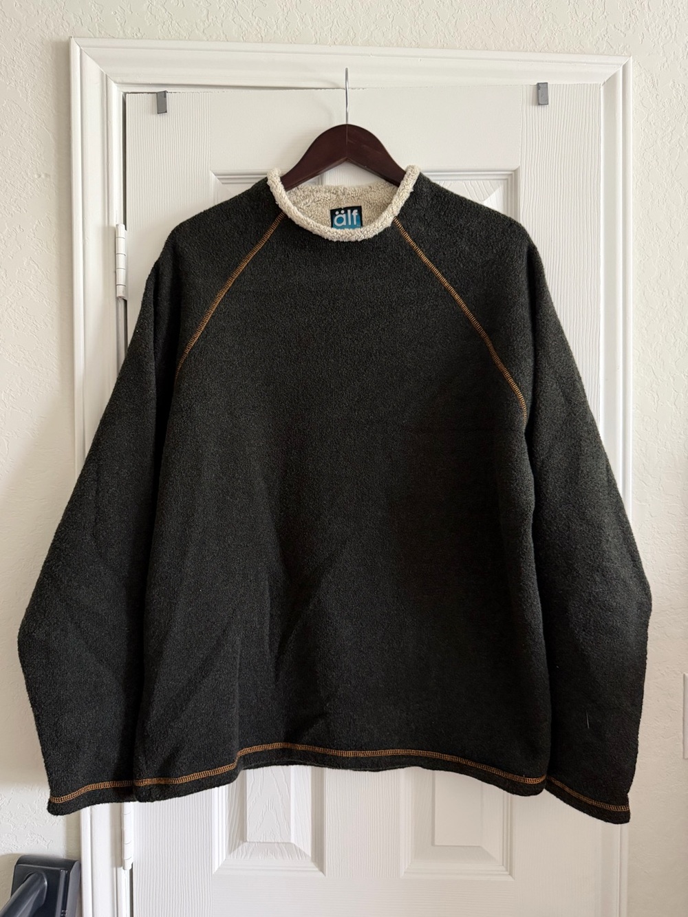Vintage Kuhl Alf Men's Brown Stencil Sweater Fleece, Acrylic/Polyester, Large